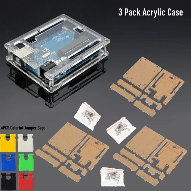 3 PACK TRANSPARENT Acrylic Case Cover Shell Enclosure Boxes for Arduino ...