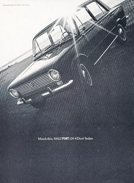 1968 Fiat 124 Sedan Original Advertisement Print Art Car Ad J19
