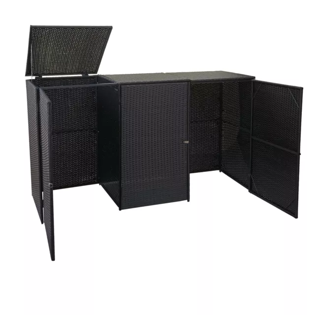 B-Ware 3er-Mülltonnenverkleidung MCW-E25, Mülltonnenbox, 3x120l, schwarz