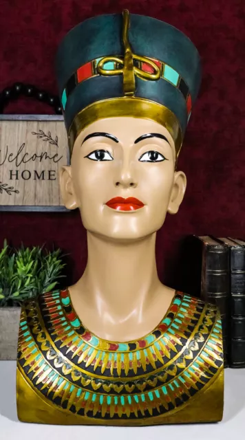 Large Egyptian Queen Nefertiti Bust Statue 18"h Detailed Craftsmanship Sculpture