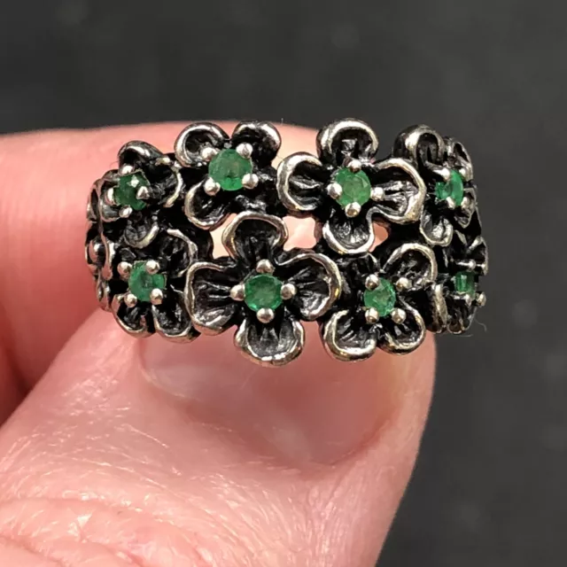 Designer Or Paz Israel PZ Signed Sterling 925 Emeralds Ring 6.4 Grams Size 8.25
