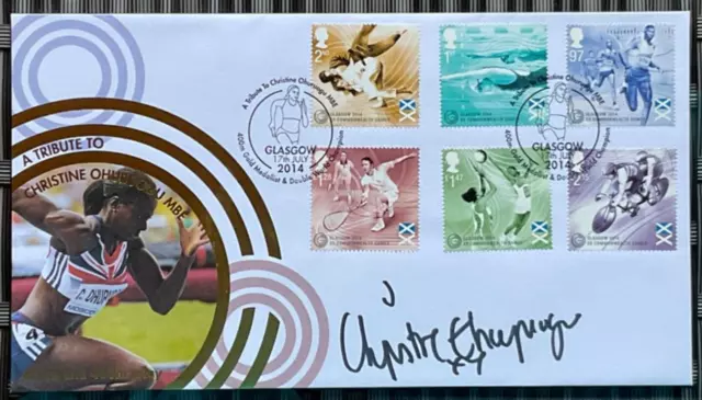 CHRISTINE OHURUOGU, British Athlete, Signed 17.7.2014 Commonwealth Games FDC