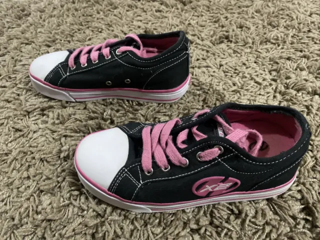 Heelys X2 Jazzy Black Pink Canvas - UK Size 2 EUR 34 Girls Roller Skates 3