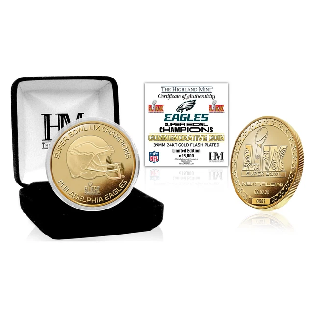 PHILADELPHIA EAGLES SUPER Bowl LIX Champions Gold Coin 39mm £59.90 ...