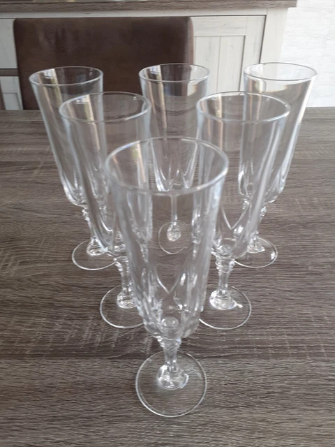 6 flûtes à champagne Cristal d'Arques Modèle AUTEUIL France