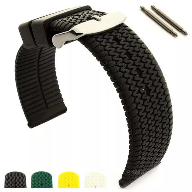 Men's Silicone Rubber Watch Strap Band Waterproof 18 20 22 24 Summer Tread MM