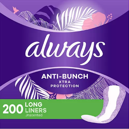 Always Anti-Bunch Xtra Protection Daily Liners, Unscented - Long (200 ct.)