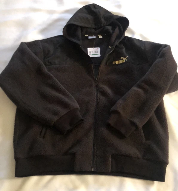 Puma Hoodie Mens Large Black Sherpa