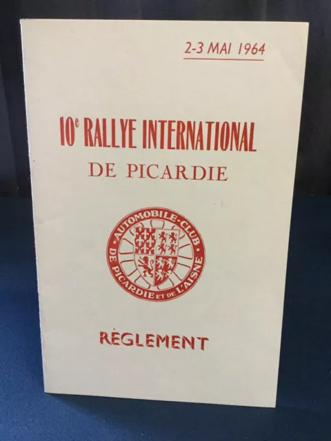 Rare Reglement Course 10e Rallye International De Picardie 1964 !!!!!