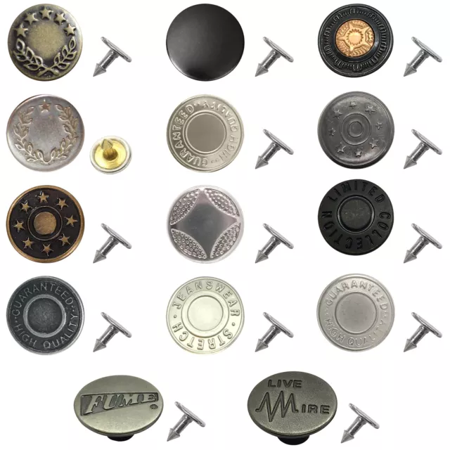 Snap Fastener Hammer On Metal Buttons for Jeans Replacement Press Button Studs