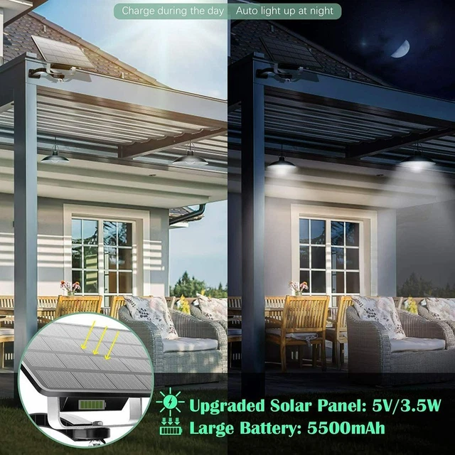 Lampada Illuminazione Nera Giardino Ciondolo Giardino Luce A Sospensione Alimentato Solare LED 2 Teste 10