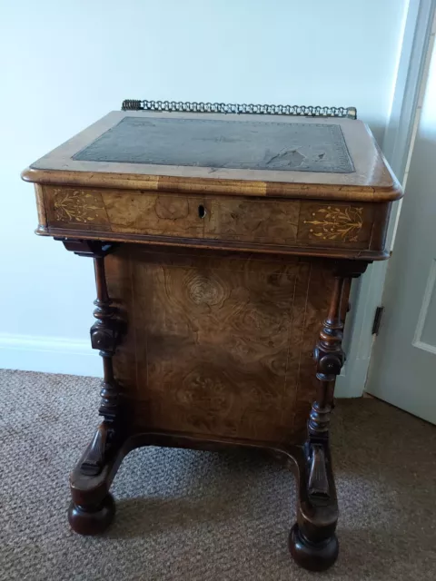 Antique Walnut Victorian Davenport Writing Desk