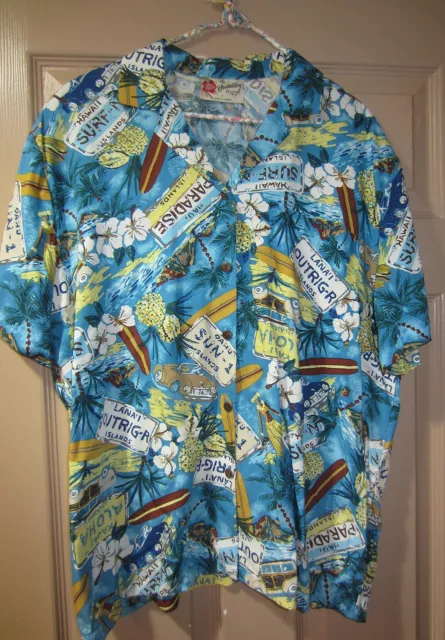 Hilo Hattie Hawaiian Shirt - Surf - Hula Dancer - Cars - Hibiscus