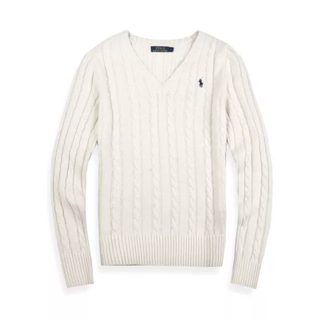 Ralph Lauren Polo Women's Cable Knit Cashmere V-Neck Long Sleeve Jumper Sweater