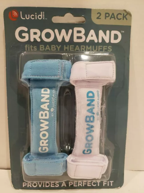 Lucid Audio HearMuffs GrowBand 2 Pack Newborn 4 Years white and blue