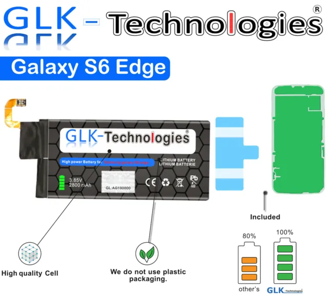 GLK Akku für Samsung Galaxy S6 Edge SM-G925F EB-BG925ABE Batterie PRO Ohne Set