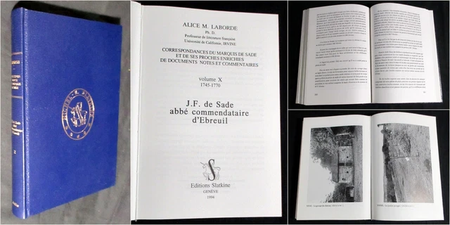 A-M LABORDE. VOL-10 Correspondance du Marquis de SADE. 1994. EO +Envoi