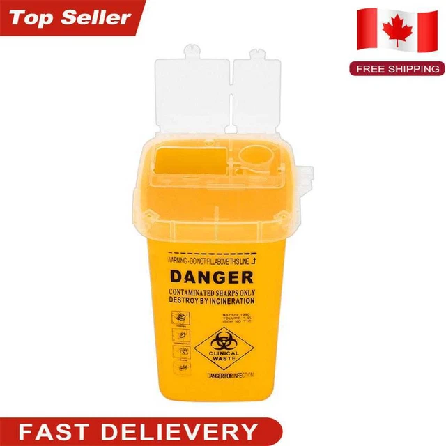 Sharps Bin Medical Biohazard Piercing Needles Tattoo Waste Box (Yellow)