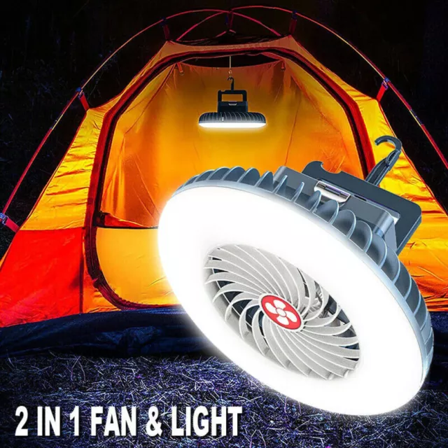 Camping Ventilator mit Led Laterne Wiederaufladbarer Zelt Lampe Lüfter Powerbank 2