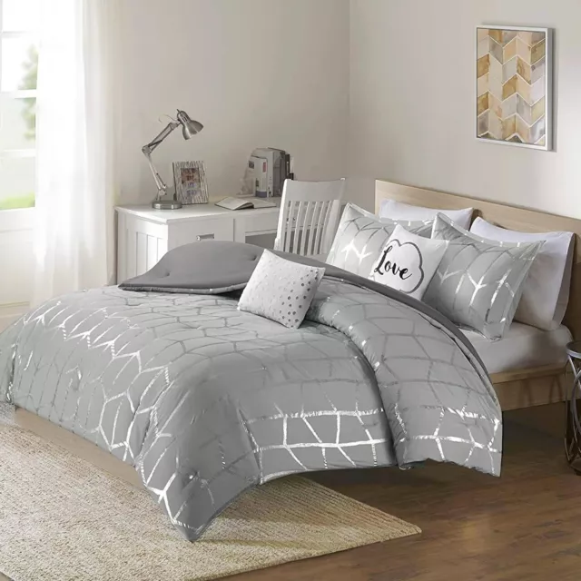 Intelligent Design Khloe 5-Piece Grey/Silver Comforter Set, King/California King