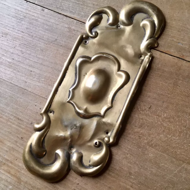 Brass Art Nouveau Finger Plate Push Door Handle Antique Vintage Reclaimed 2