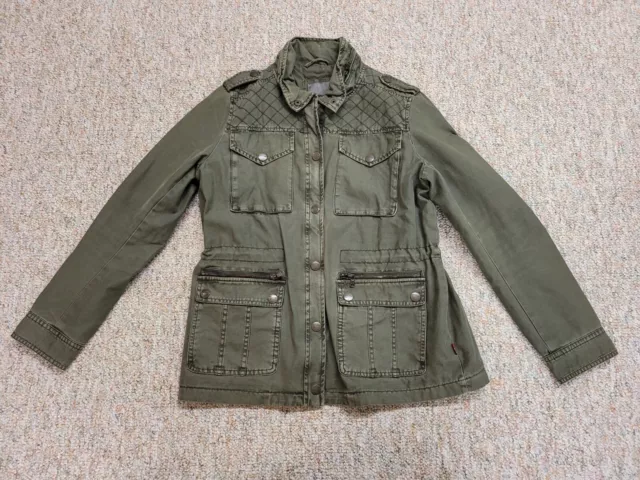 Levis Jacket Womens Medium Army Green Military Outdoors Full Zip Snap Button