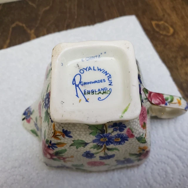 Royal Winton Grimwades Old Cottage Chintz Ascot Creamer Circa 1930s Pre 1960 Vtg 12
