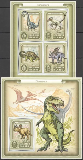 Ls717 2017 Solomon Islands Dinosaurs Prehistoric Animals #4255-59 1Kb+1Bl Mnh