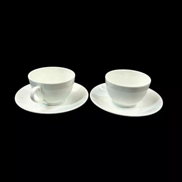 PAIR (2) SETS - Apilco Tradition Cups & Saucers Classic White EUC Made in France 2