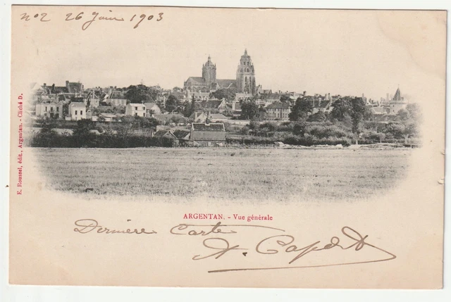 ARGENTAN - Orne - CPA 61 - vue generale - Carte 1900