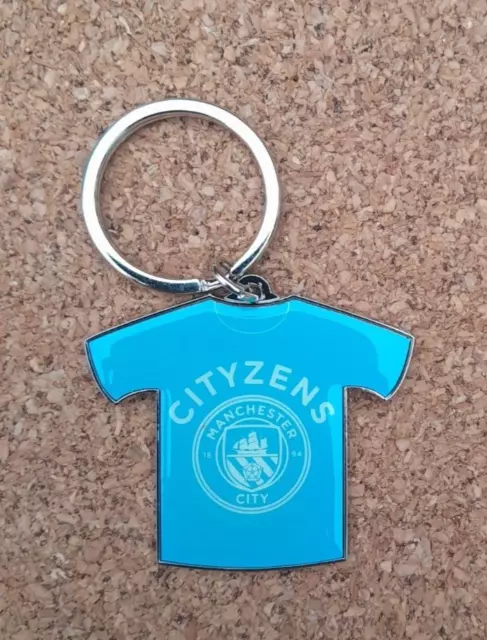 Official Manchester City F.c. Cityzens Football Keychain / Keyring New!