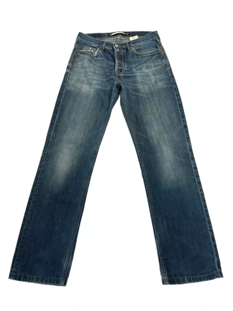 "Jeans donna Gap blu navy effetto invecchiato gamba sottile denim vita 28" (JF09)