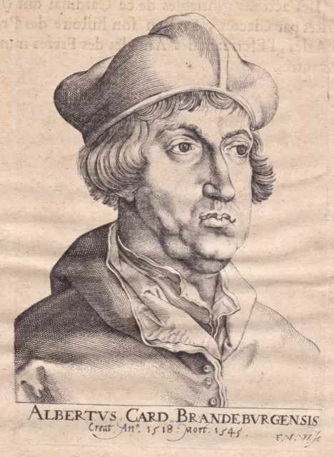 Portrait XVIIe Albert de Brandebourg Cardinal Albrecht von Brandenburg 1644