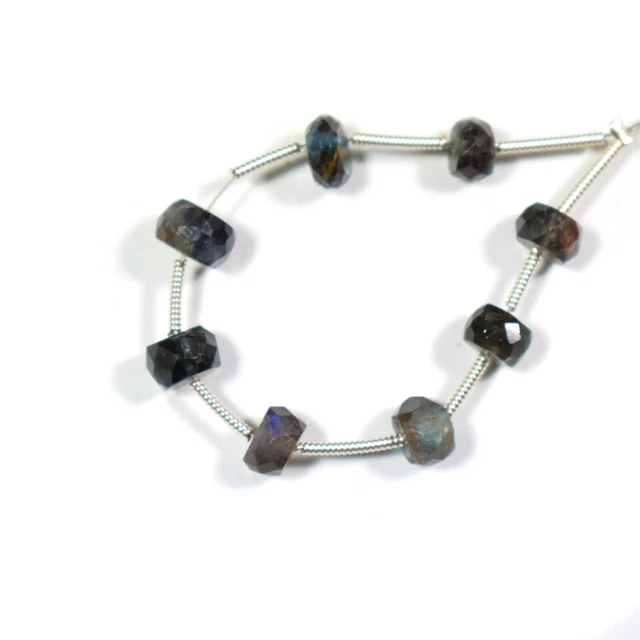 6-7MM Natural AAA London Blue Topaz Faceted Rondelle Gemstone 3" Loose Beads