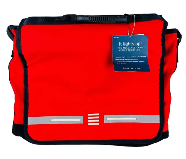 Lands' End messenger bag, Red, padded laptop pocket New