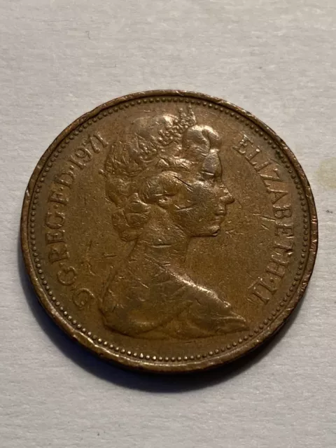 1971 2 NEW PENCE British Elizabeth II Coin England circulated