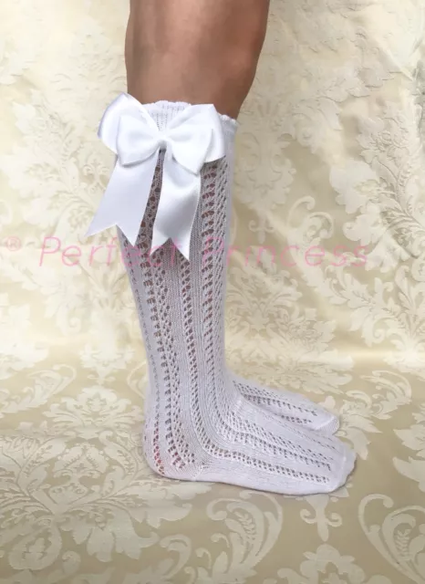 PERFEKTE PRINZESSIN spanische kniehohe Socken mit doppelschleifer Öffnung. Baby/Mädchen/Sommer