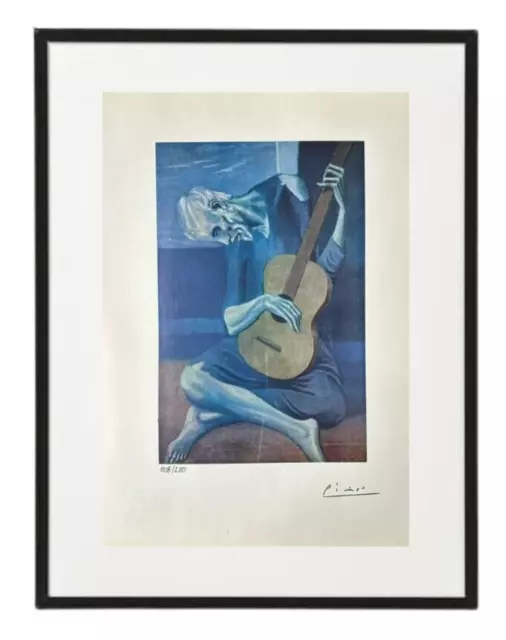 Pablo Picasso Original Signed Print 1903 The Old Guitarist Hand-Tipped, Vintage