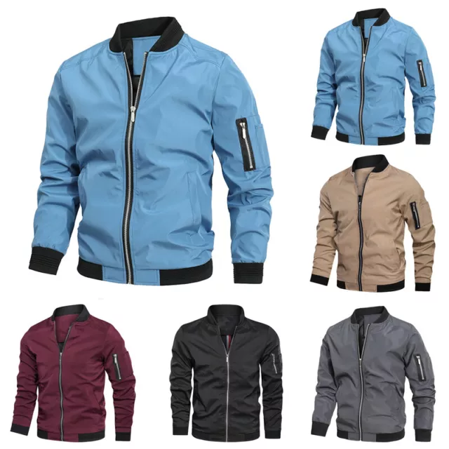 Men Full-Zip Jacket Lightweight Windbreaker Casual Spring Fall Thin Coats