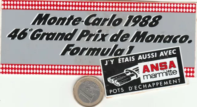 AUTOCOLLANTS . Automobile. Formule 1  ANSA Marmitte  Grand prix Monaco 1988