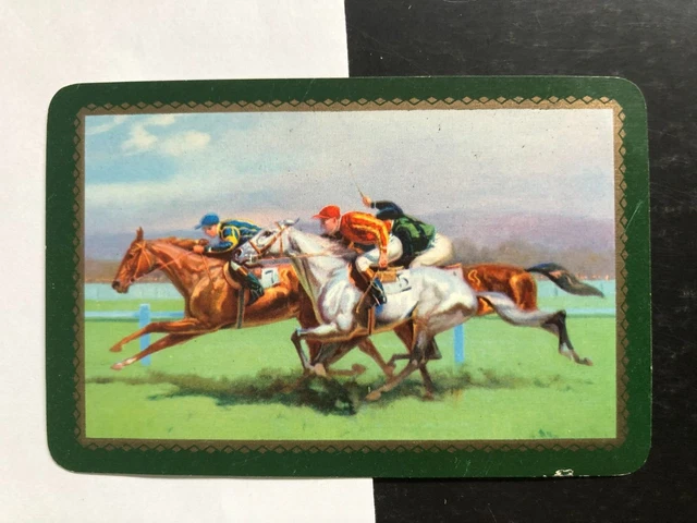 VINTAGE RETRO ENGLISH Swap Playing Card: Gent Man Horseback Race Horse ...
