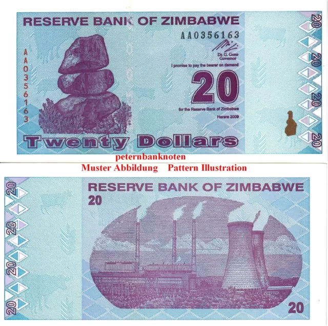 Simbabwe / Zimbabwe 20 Dollars 2009  Unc. P 95 670# Kassenfrisch..