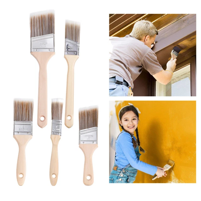 Pennello per stencil per stencil 5pcs durevole piatta con manico in legno