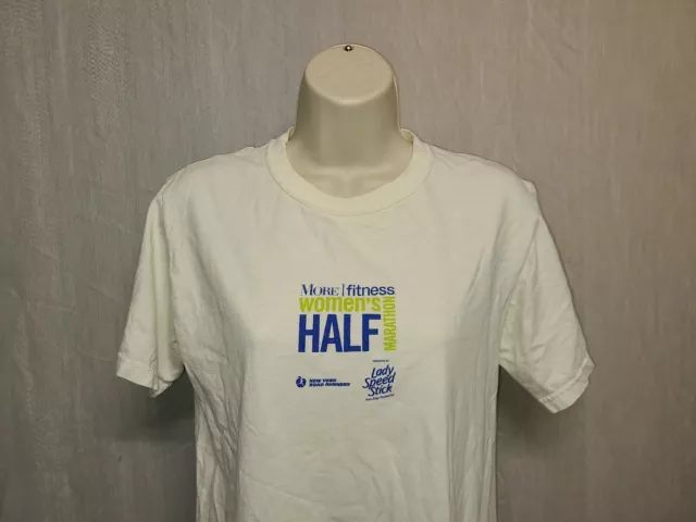 2010 NYRR More Fitness Half Marathon Central Park NYC Womens Medium White TShirt 2