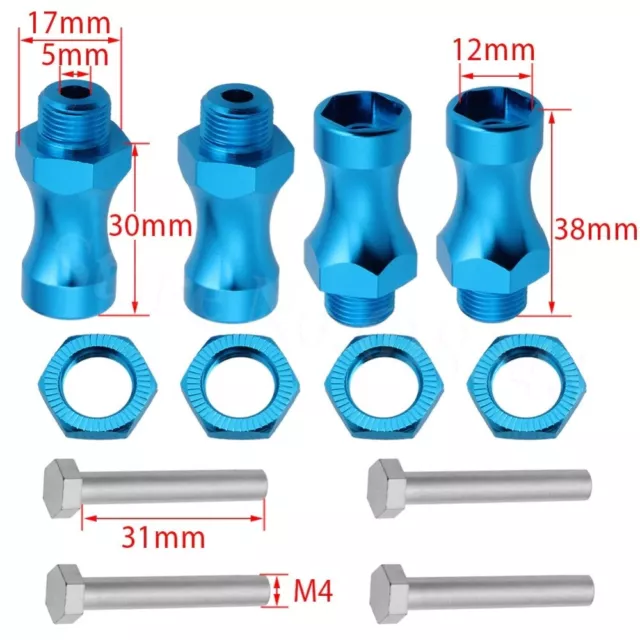 4x Radadapter 12mm auf 17mm Radnaben Sechskant Radmitnehmer 1:10 auf 1:8 RC Auto