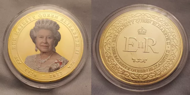 Queen Elizabeth II Gold Coin King Charles III Medal Royal Family London England