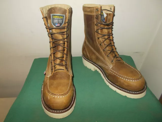 MENS 10.5 EE Carolina 8 Inch Steel Safety Moc Toe Work Boot Made