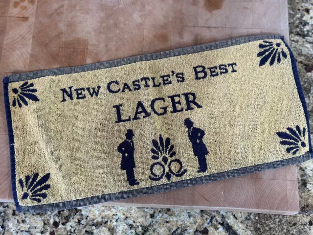 Gentlemen’s Bar Turkish Towel New Castle Best Lager Beer Navy & Gold 100% Cotton
