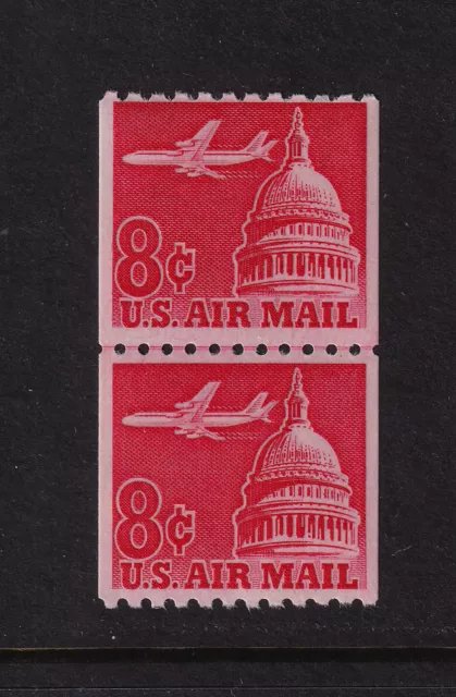 1962 Airmail 8c carmine Sc C65 MNH LP line pair Jet Airliner over Capitol (K