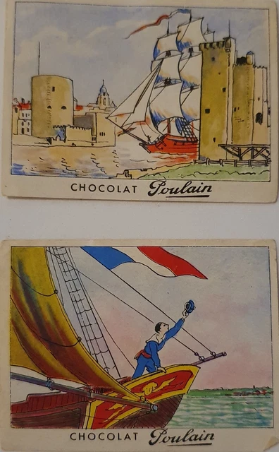 Lot de 2 images Chocolat Poulain "Les belles Chansons de France"